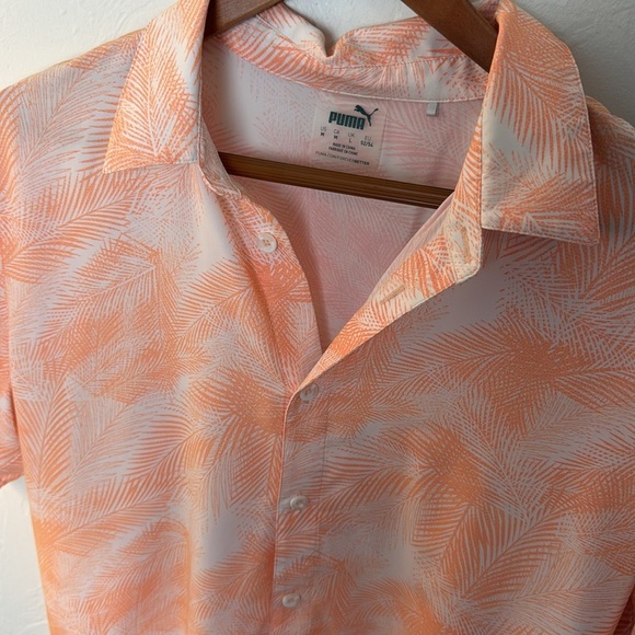 Tropical Orange Palm Print Men's Shirt - Picture 2 of 4